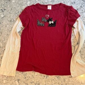 Gymboree Vibrant Red Cotton Top Scottie Dogs Girls 12